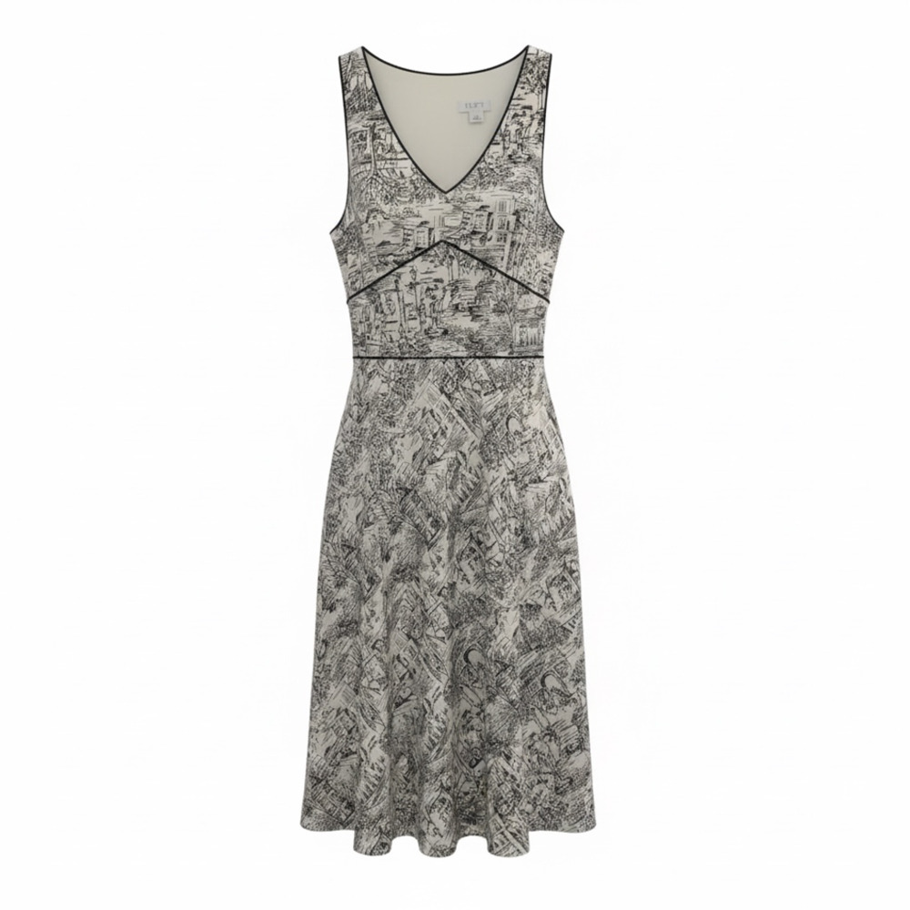 Ann Taylor LOFT Black and White Toile Print Sleeveless Dress Size 12